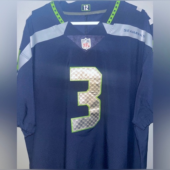 Russell Wilson Seattle Seahawks #3 Nike NFL Authentic Home Jersey Men’s 56 = 3XL - Picture 3 of 10